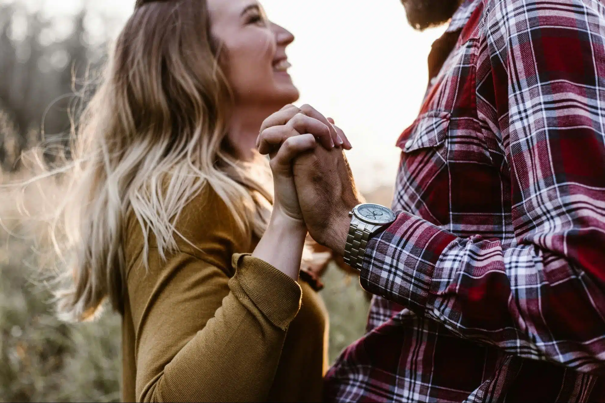 A man and woman being happy together