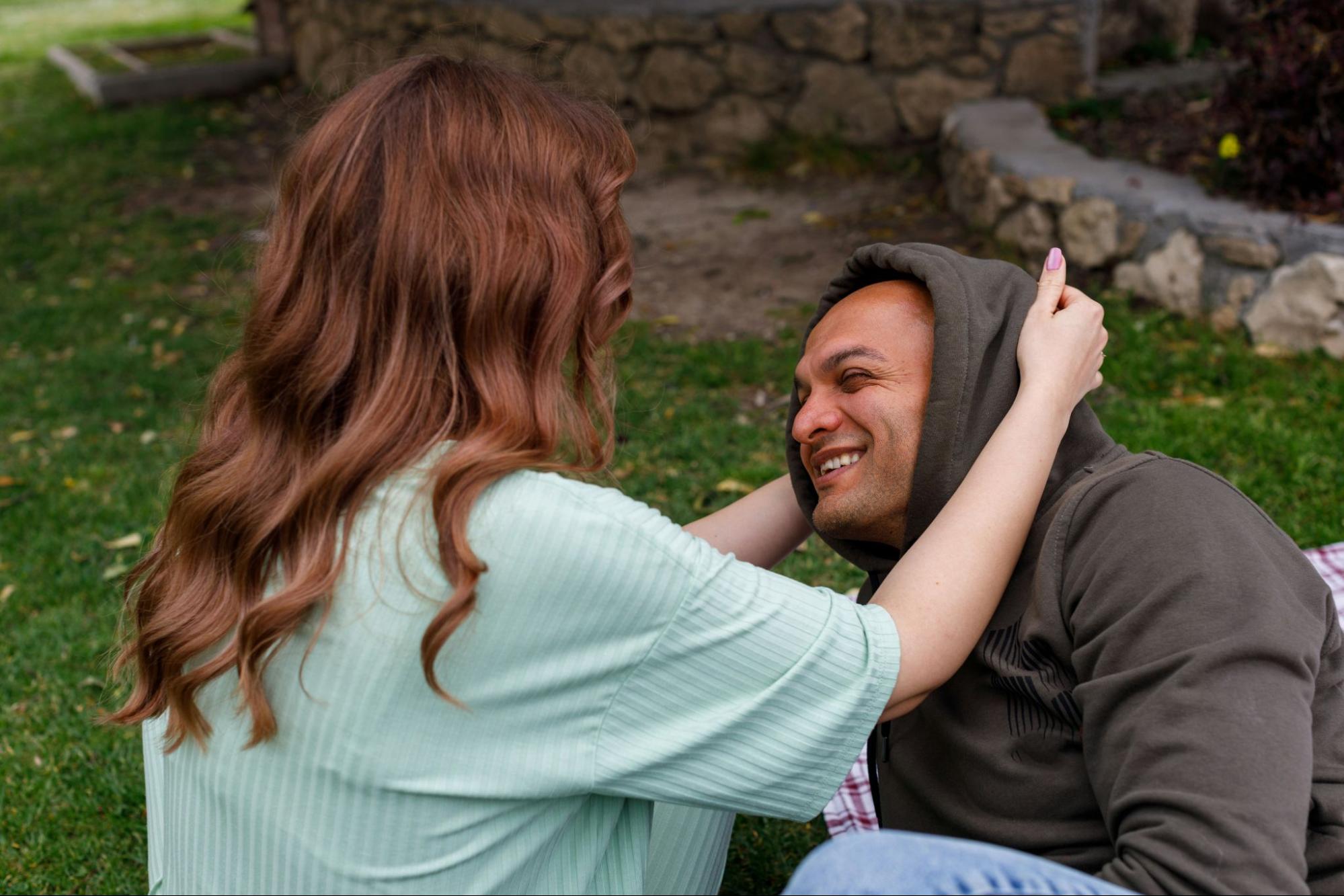 A man and woman having a good time together
