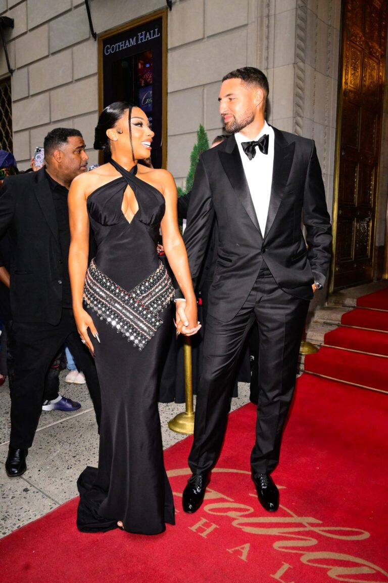 NEW YORK NEW YORK  JULY 16 Megan Thee Stallion and Klay Thompson are seen on July 16 2025 in New York City.