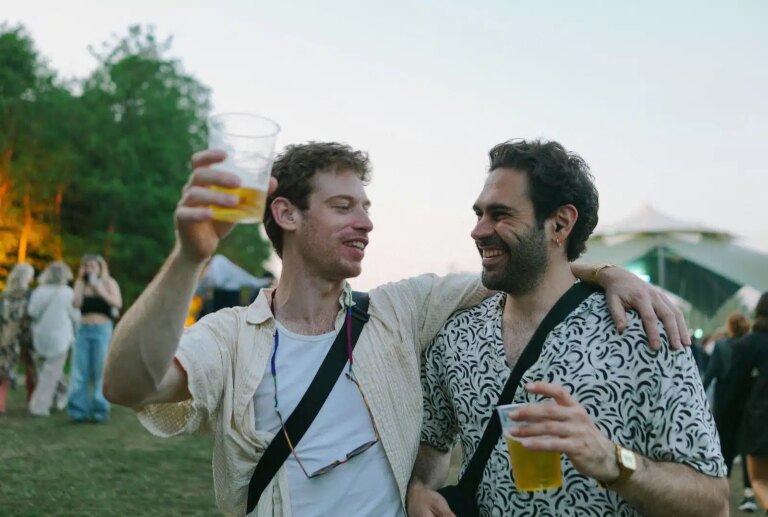 Two men having fun.